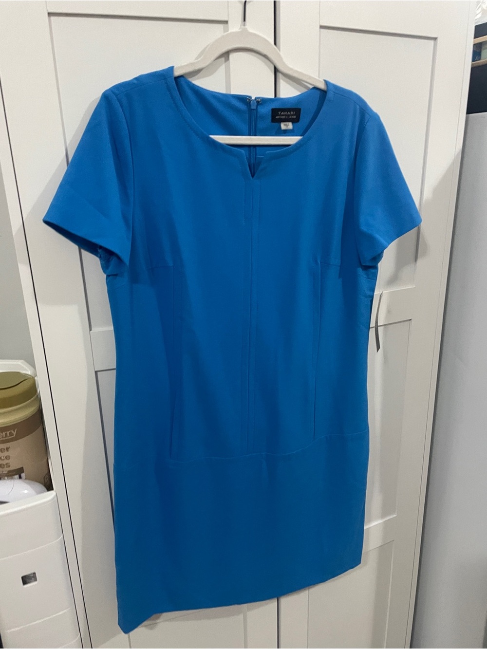 Tahari ASL Blue Short-Sleeve Sheath Dress Size 12
